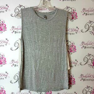 Miiyu tank top grey white side slits  Sleeveless Women's Top